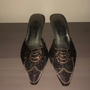Brown sequin kitten heels size 7